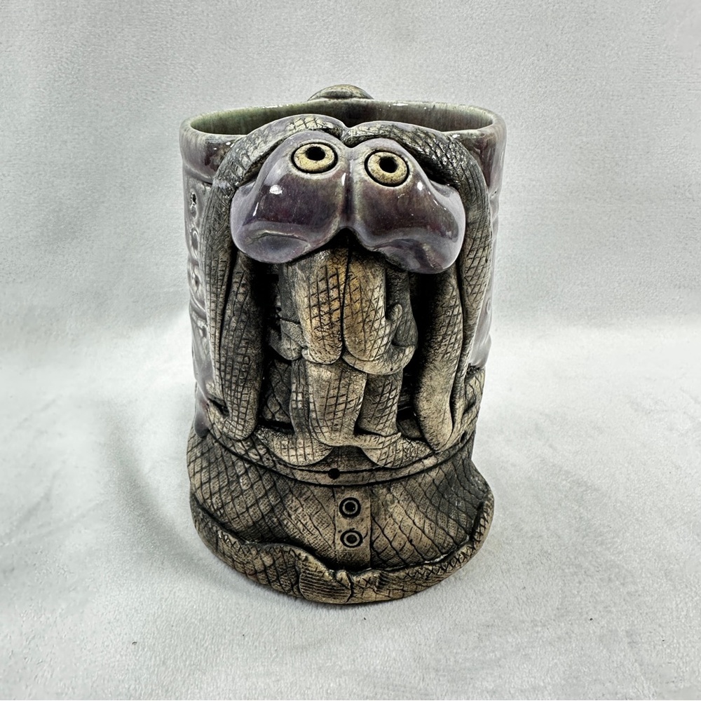 Vintage 1985 Woo Mug Creature Alien Richard & Susan Marshall Pottery Signed Bug